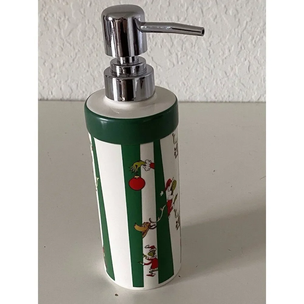 De. Seuss The Grinch And Max Ceramic Soap Dispenser Pump Christmas Ornaments NEW